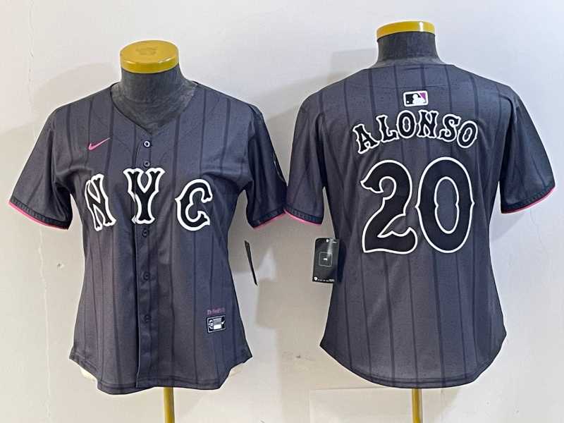 Womens New York Mets #20 Pete Alonso Grey 2024 City Connect Cool Base Stitched Jersey